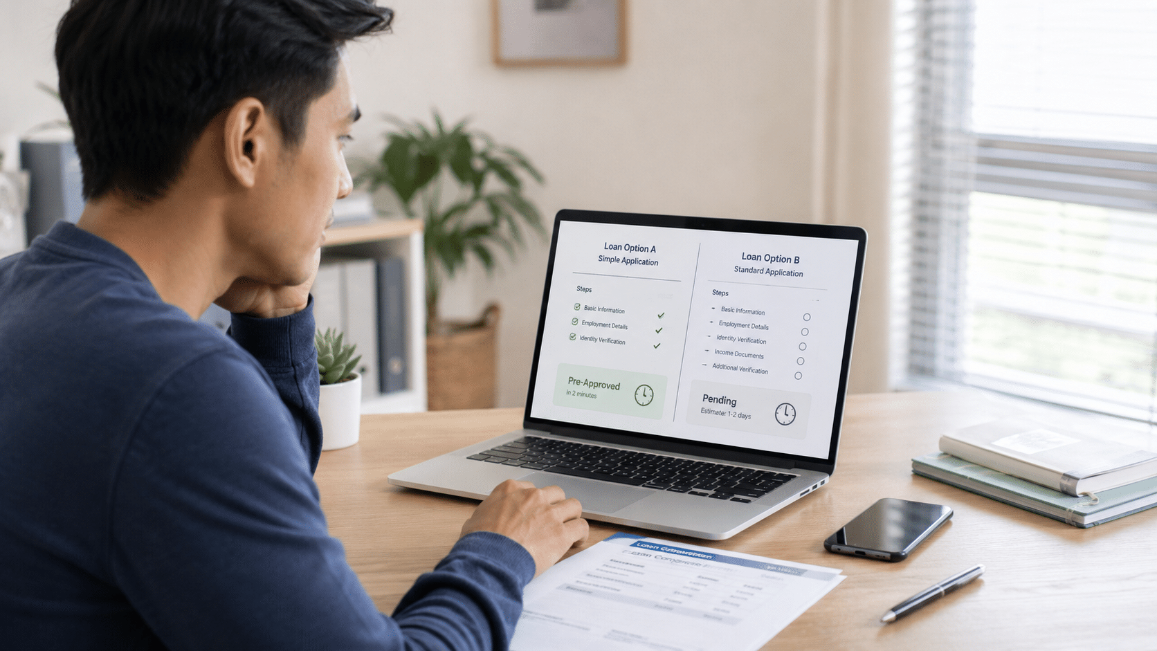 Licensed Moneylender vs Bank Personal Loan options compared on a laptop